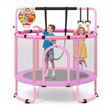 55/60" Trampoline for Kids with Enclosure, 6-in-1 Indoor Outdoor Toddler Trampoline with Adjustable Gymnastics Bar, Swing