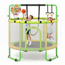 55/60" Trampoline for Kids with Enclosure, 6-in-1 Indoor Outdoor Toddler Trampoline with Adjustable Gymnastics Bar, Swing
