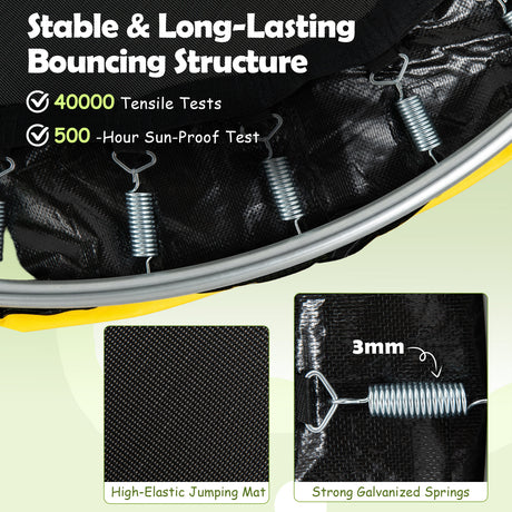 55/60" Trampoline for Kids with Enclosure, 6-in-1 Indoor Outdoor Toddler Trampoline with Adjustable Gymnastics Bar, Swing