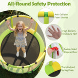 55/60" Trampoline for Kids with Enclosure, 6-in-1 Indoor Outdoor Toddler Trampoline with Adjustable Gymnastics Bar, Swing