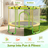 55/60" Trampoline for Kids with Enclosure, 6-in-1 Indoor Outdoor Toddler Trampoline with Adjustable Gymnastics Bar, Swing
