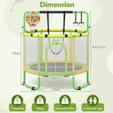 55/60" Trampoline for Kids with Enclosure, 6-in-1 Indoor Outdoor Toddler Trampoline with Adjustable Gymnastics Bar, Swing