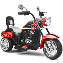 Red and black toy motorcycle with 'FIRE' branding on a white background