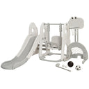 HONEY JOY Kids Slide and Swing Set, 6-in-1 Toddler Climber Slide Playset w/Basketball Hoop, Football Gate & Golf Hole