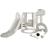 HONEY JOY Kids Slide and Swing Set, 6-in-1 Toddler Climber Slide Playset w/Basketball Hoop, Football Gate & Golf Hole