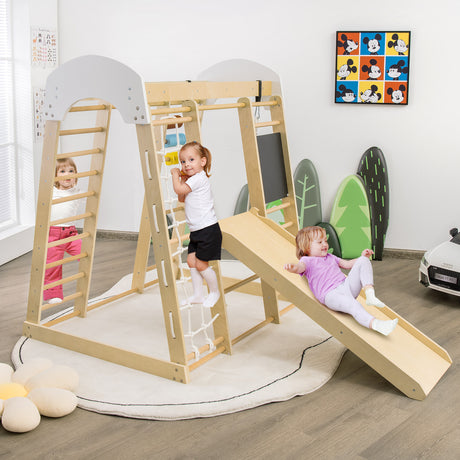 8 in 1 Climbing Toy Set for Toddlers, Wooden Climber Playset
