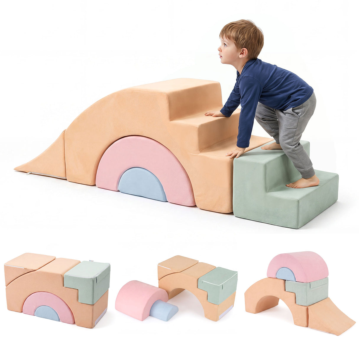 Foam Climbing Blocks for Toddlers 5-Piece Kids Climb Toys Soft Play Set for Babies