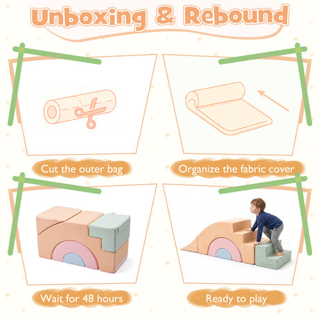 Foam Climbing Blocks for Toddlers 5-Piece Kids Climb Toys Soft Play Set for Babies