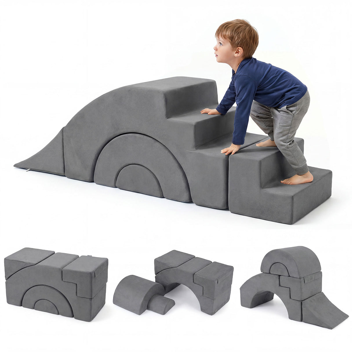 Foam Climbing Blocks for Toddlers 5-Piece Kids Climb Toys Soft Play Set for Babies