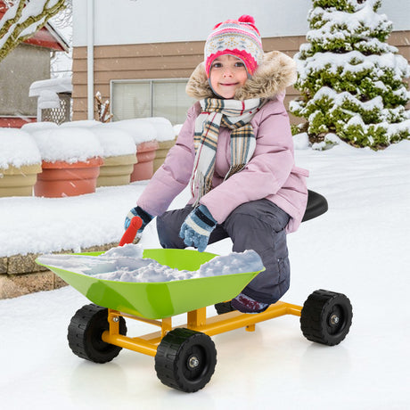 Kids Ride-On Sand Dumper, Outdoor Sandbox Toy with Controllable Shovel and 4 Wheels