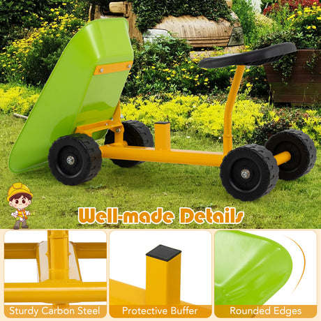 Kids Ride-On Sand Dumper, Outdoor Sandbox Toy with Controllable Shovel and 4 Wheels