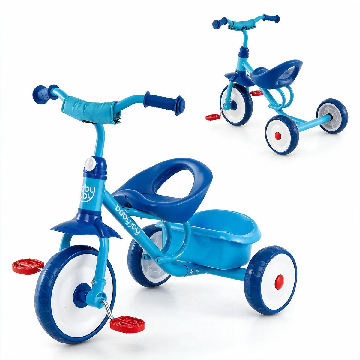 Toddler Tricycle for Boys Girls 2-5 with Rear Storage Basket and Metal Frame