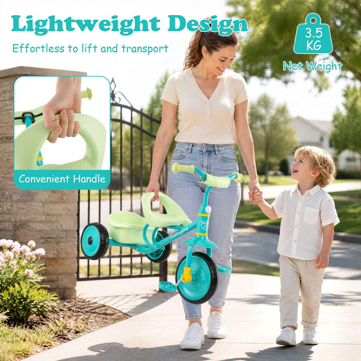 Toddler Tricycle for Boys Girls 2-5 with Rear Storage Basket and Metal Frame