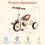 Toddler Tricycle with Adjustable Seat and Storage Basket for Aged 3-5 Years