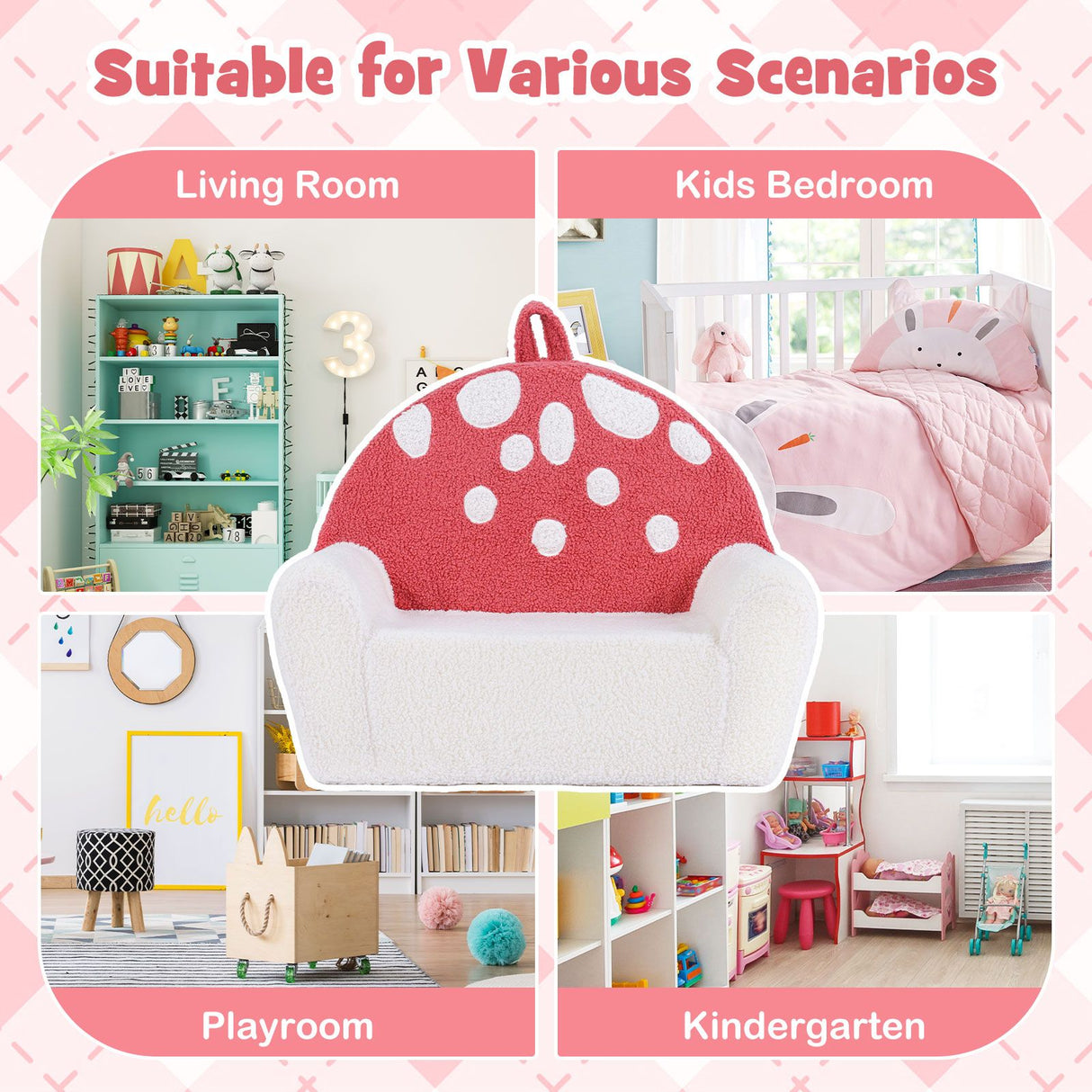 Toddler Foam Couch with Soft Fleece Fabric Cover and Cute Reading Chair