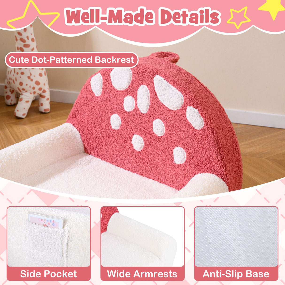 Toddler Foam Couch with Soft Fleece Fabric Cover and Cute Reading Chair