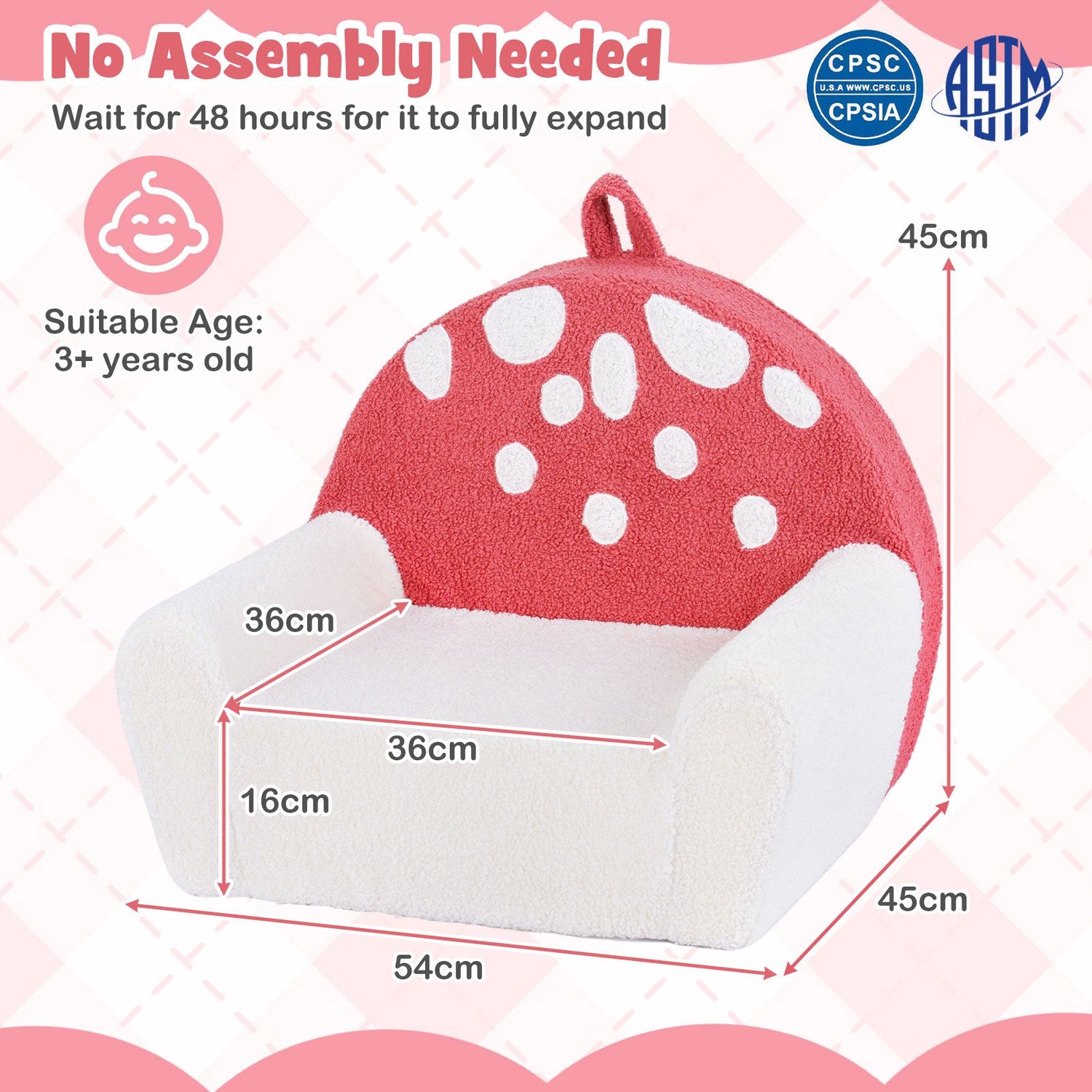 Toddler Foam Couch with Soft Fleece Fabric Cover and Cute Reading Chair