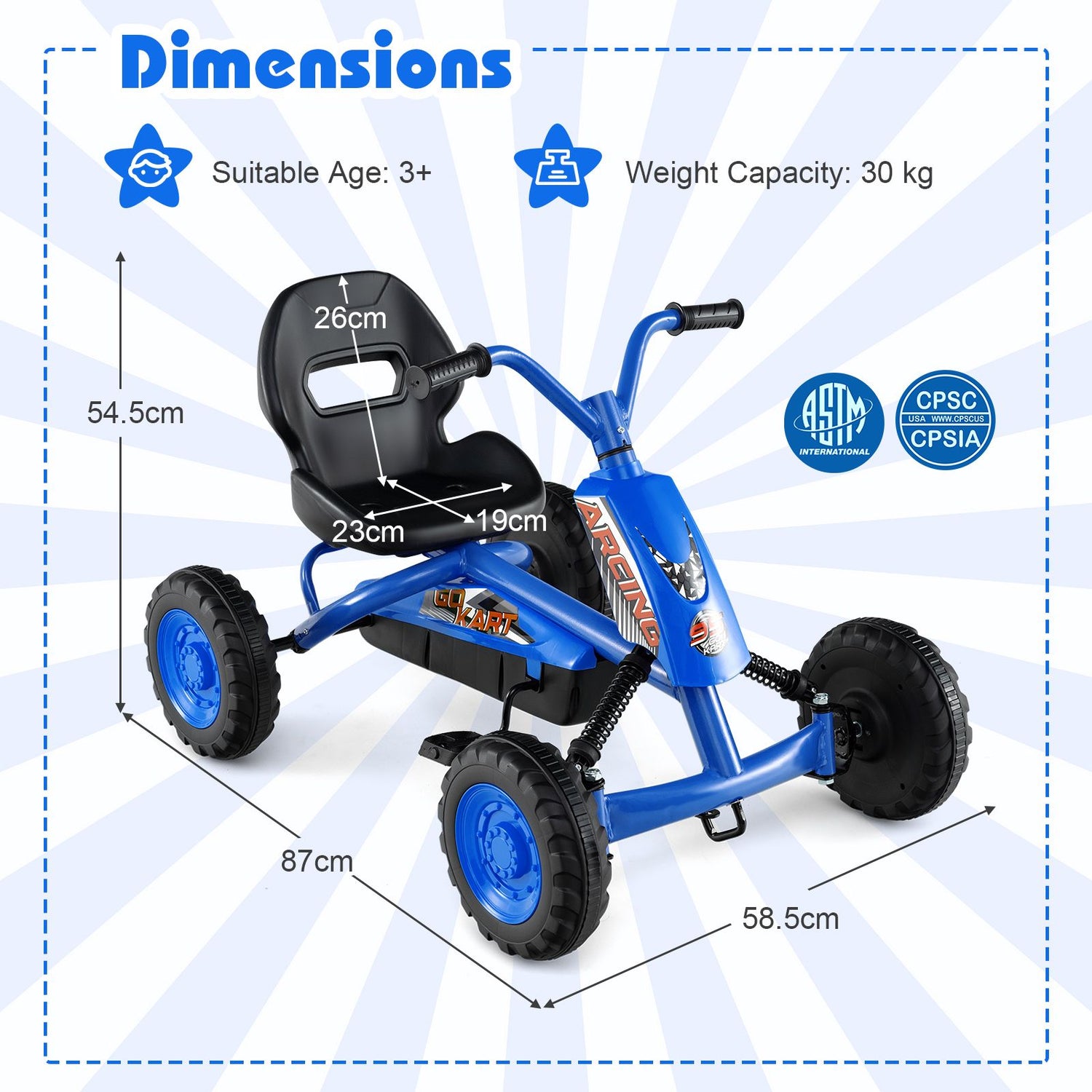 4 Wheel Toddler Ride On Pedal Car with Steering Handlebars