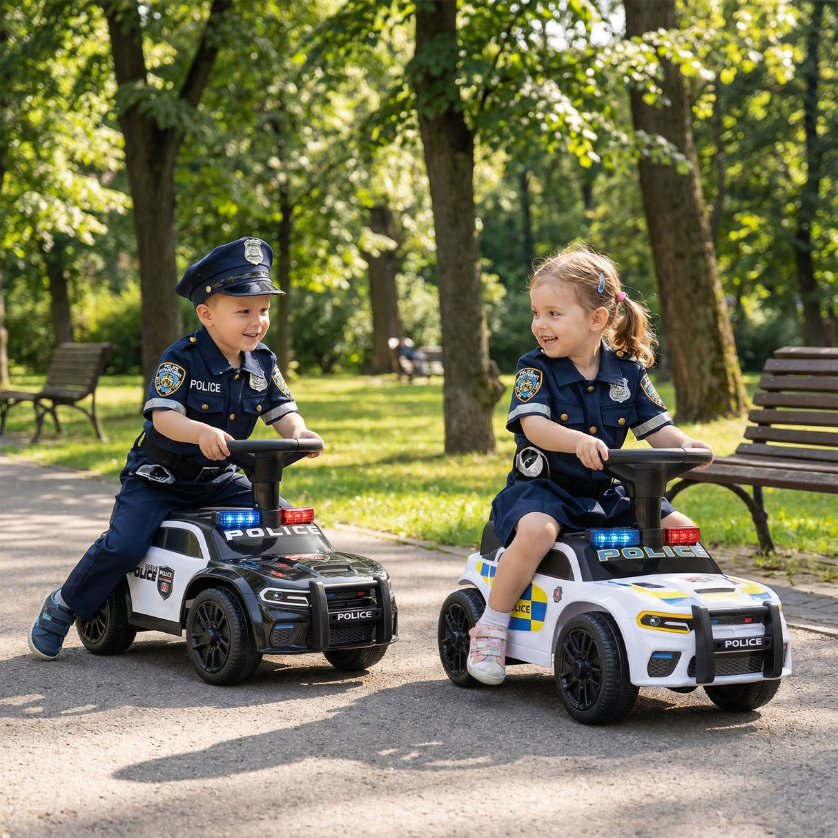 Toddler Sliding Car with Flashing Lights and Under-Seat Storage