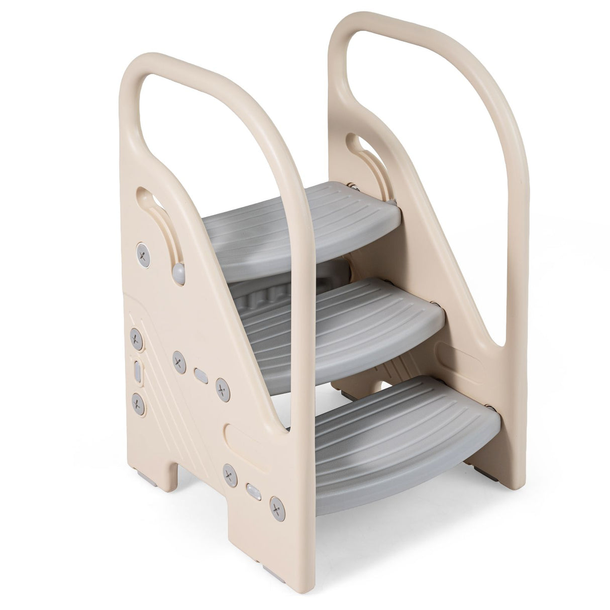 Toddler Step Stool with Adjustable 2/3-Step and Safety Handles for Bedroom