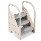 Toddler Step Stool with Adjustable 2/3-Step and Safety Handles for Bedroom