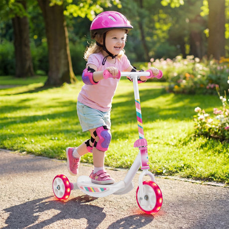 Toddlers Kick Scooter with LED Light Up Wheels and Wide Anti-Slip Deck
