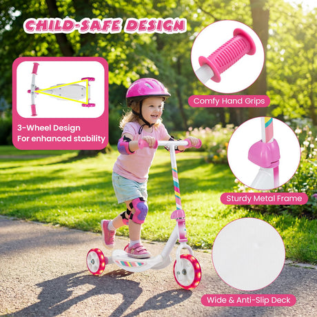 Toddlers Kick Scooter with LED Light Up Wheels and Wide Anti-Slip Deck