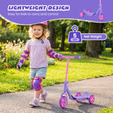 Toddler 3 Wheel Kick Scooter with LED Light Up Wheels and Wide Anti Slip Deck