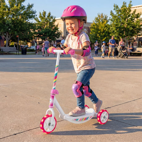 Toddlers Kick Scooter with LED Light Up Wheels and Wide Anti-Slip Deck