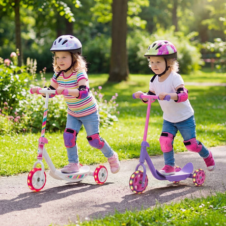 Toddlers Kick Scooter with LED Light Up Wheels and Wide Anti-Slip Deck