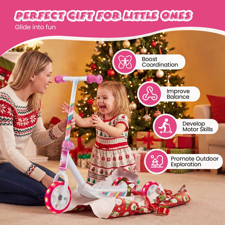Toddlers Kick Scooter with LED Light Up Wheels and Wide Anti-Slip Deck