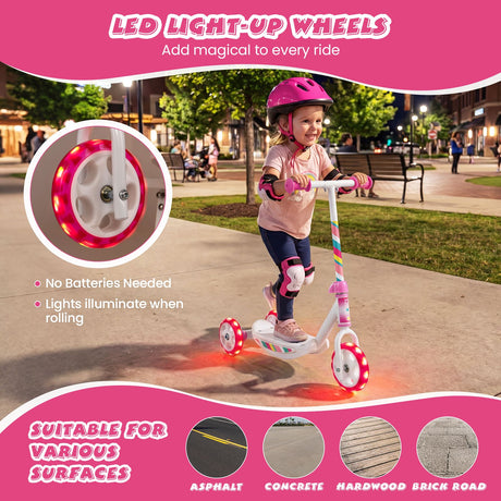 Toddlers Kick Scooter with LED Light Up Wheels and Wide Anti-Slip Deck