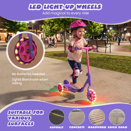 Toddler 3 Wheel Kick Scooter with LED Light Up Wheels and Wide Anti Slip Deck