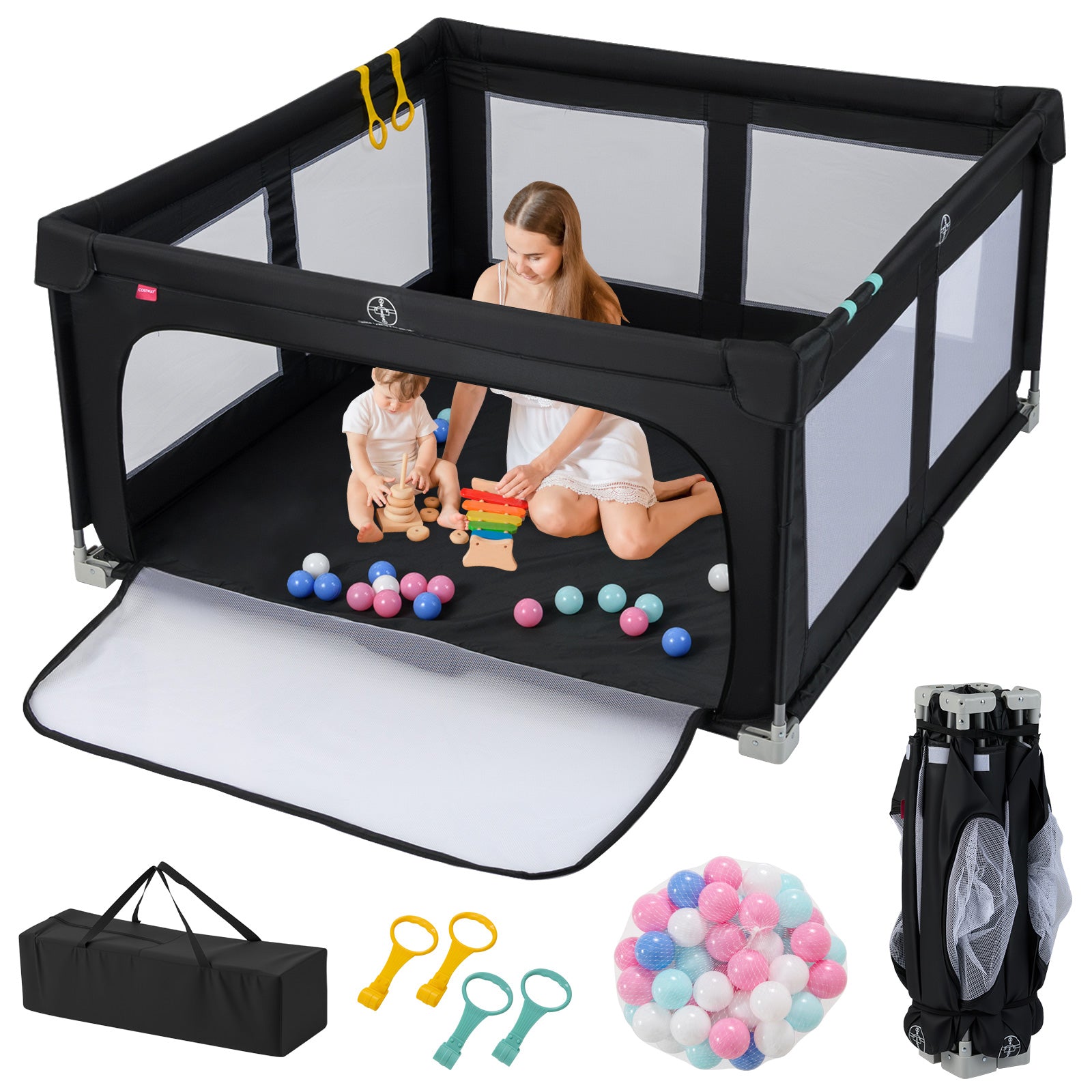 BPA-Free Foldable Toddlers Safety Fence Play Yard - BABY JOY – Babyjoy BPA-Free Foldable Toddlers Safety Fence Play Yard - BABY JOY – Babyjoy