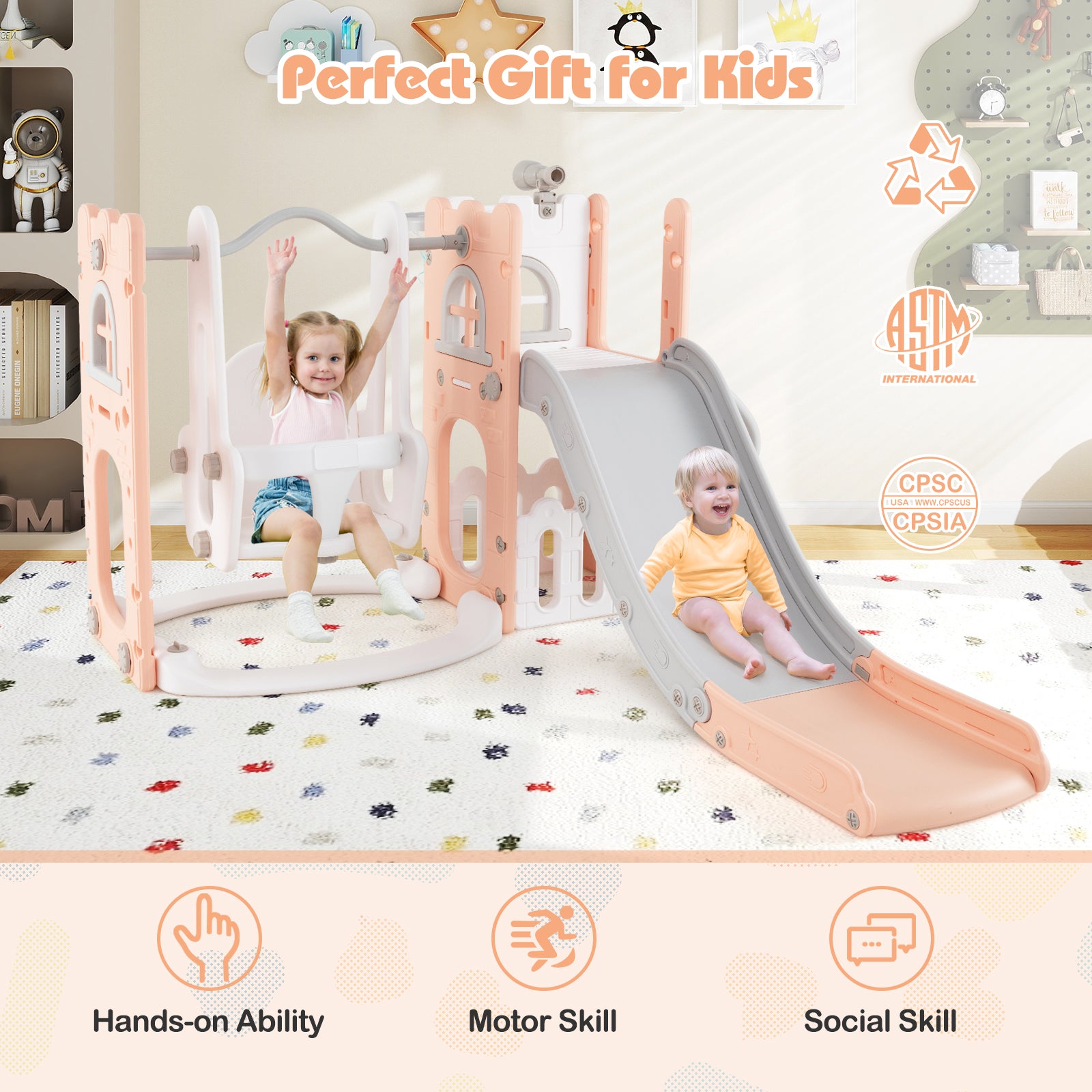 7 in 1 L-Shaped Toddler Swing & Slide Set - Baby Joy – Babyjoy