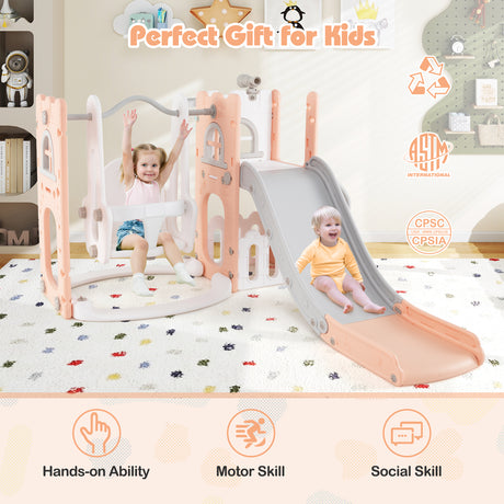 Baby Joy 7-in-1 L-Shaped Toddler Swing and Slide Set w/ Water Sand Filled Base