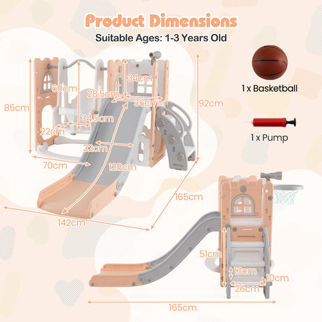 Baby Joy 7-in-1 L-Shaped Toddler Swing and Slide Set w/ Water Sand Filled Base