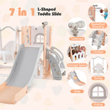 Baby Joy 7-in-1 L-Shaped Toddler Swing and Slide Set