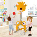 Toddler Basketball Hoop, 4-in-1 Kids Activity Center with Rim, Soccer Goal, Golf, Ring Toss