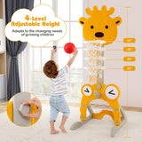 Toddler Basketball Hoop, 4-in-1 Kids Activity Center with Rim, Soccer Goal, Golf, Ring Toss