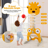 Toddler Basketball Hoop, 4-in-1 Kids Activity Center with Rim, Soccer Goal, Golf, Ring Toss