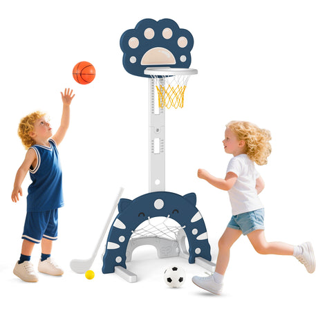 3 in 1 Kids Basketball Hoop with Adjustable Height and Foldable Rim