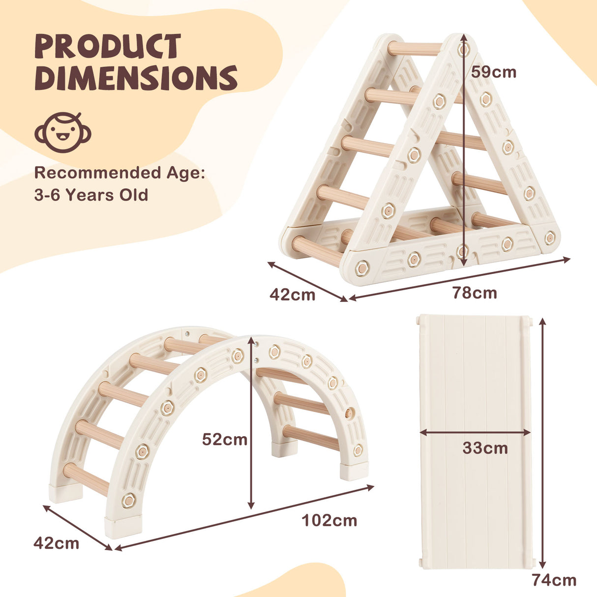5-In-1 Montessori Climbing Toys with Double-Sided Ladder