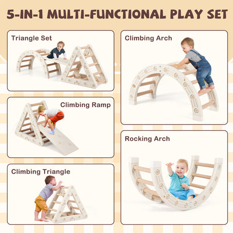 5-In-1 Montessori Climbing Toys with Double-Sided Ladder
