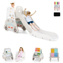 5 in 1 Convertible Kids Slide Set, Double-Sided Magnetic Dry Erase & Building Block Board
