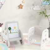 5 in 1 Convertible Toddler Slide Set, Double-Sided Magnetic Dry Erase & Building Block Board