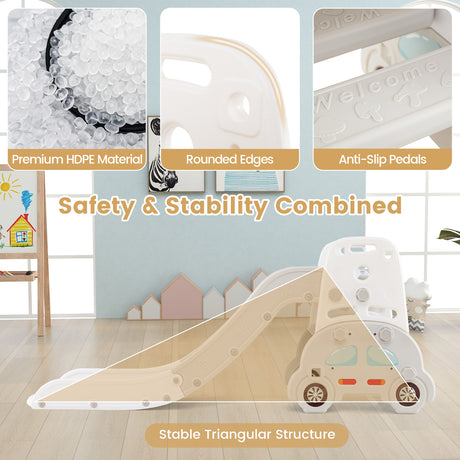 5 in 1 Convertible Kids Slide Set, Double-Sided Magnetic Dry Erase & Building Block Board