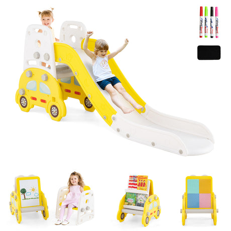 5 in 1 Convertible Toddler Slide Set, Double-Sided Magnetic Dry Erase & Building Block Board