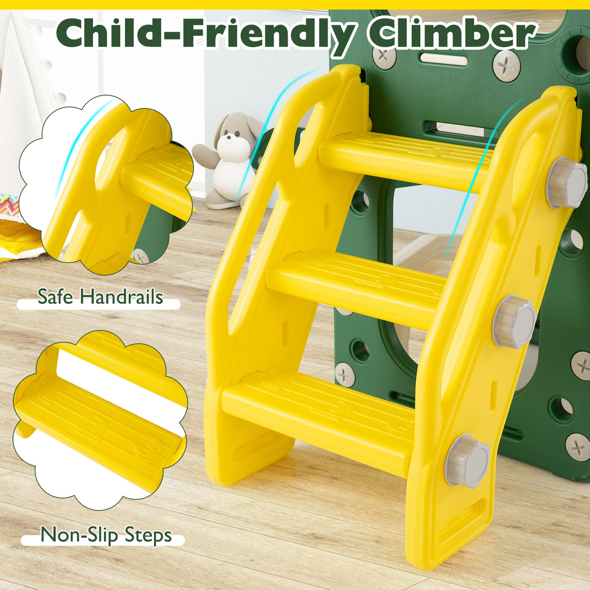 10 in 1 Toddler Slide Set, Kids Slide and Climber Playset, Indoor Playground for Ages 3+