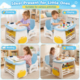 Height Adjustable Children Activity Table w/Graffiti Desktop, Storage, Markers & Eraser, Toddler Furniture Set